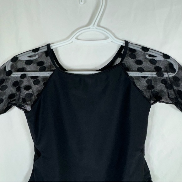 Mia Belle Girls Diva at the Beach Mesh Polka Dot Sleeve Swimsuit - Picture 3 of 7